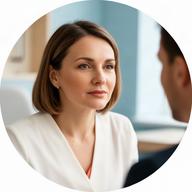 Олена Савчук, юристка, під час консультації у київському офісі